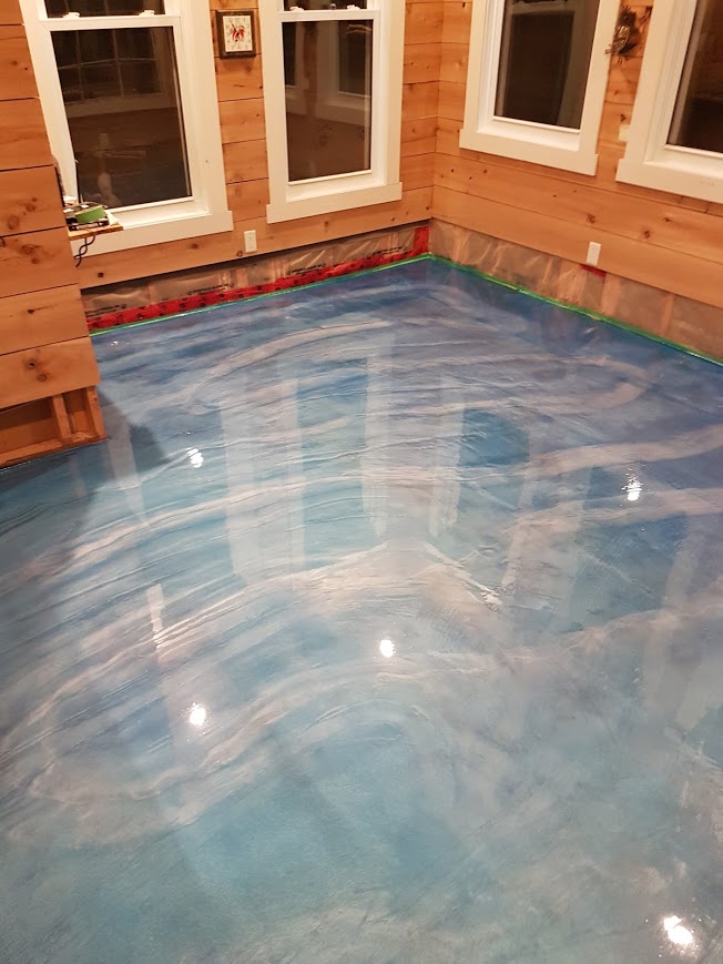 EPOXY FLOOR COATINGS CARRIBEAN BLUE WITH PEARL WHITE HIGHLIGHTS - Work ...